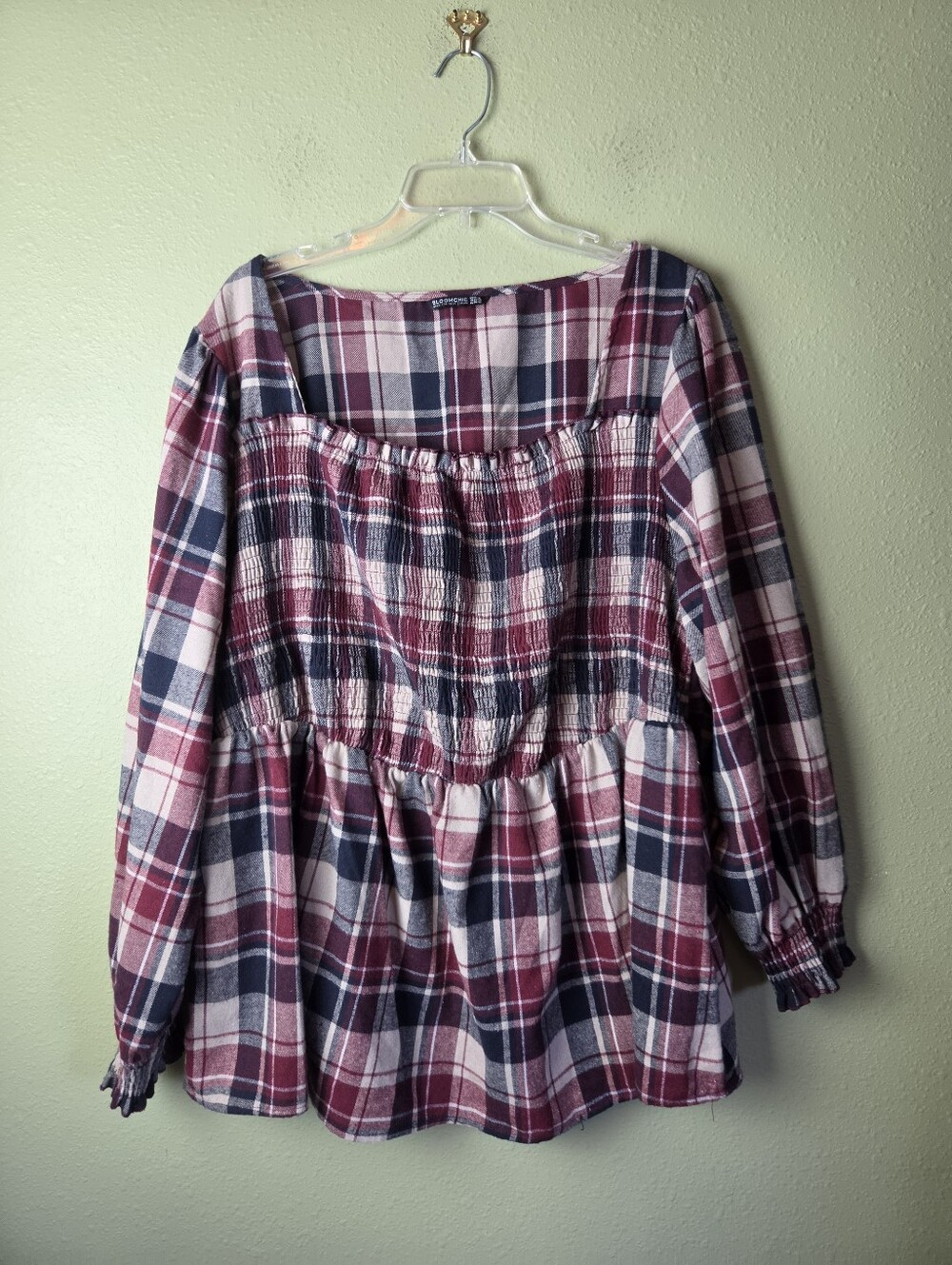 Bloomchic Bohemian Plaid Peplum Top Womens Plus Size 22/24
